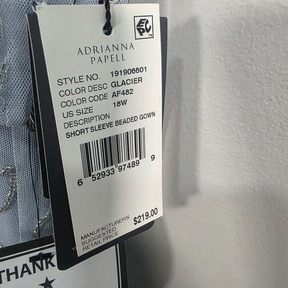 NWT Adrianna Papell Sequin bead illusion blouson dress glacier Size 18W - Picture 7 of 16